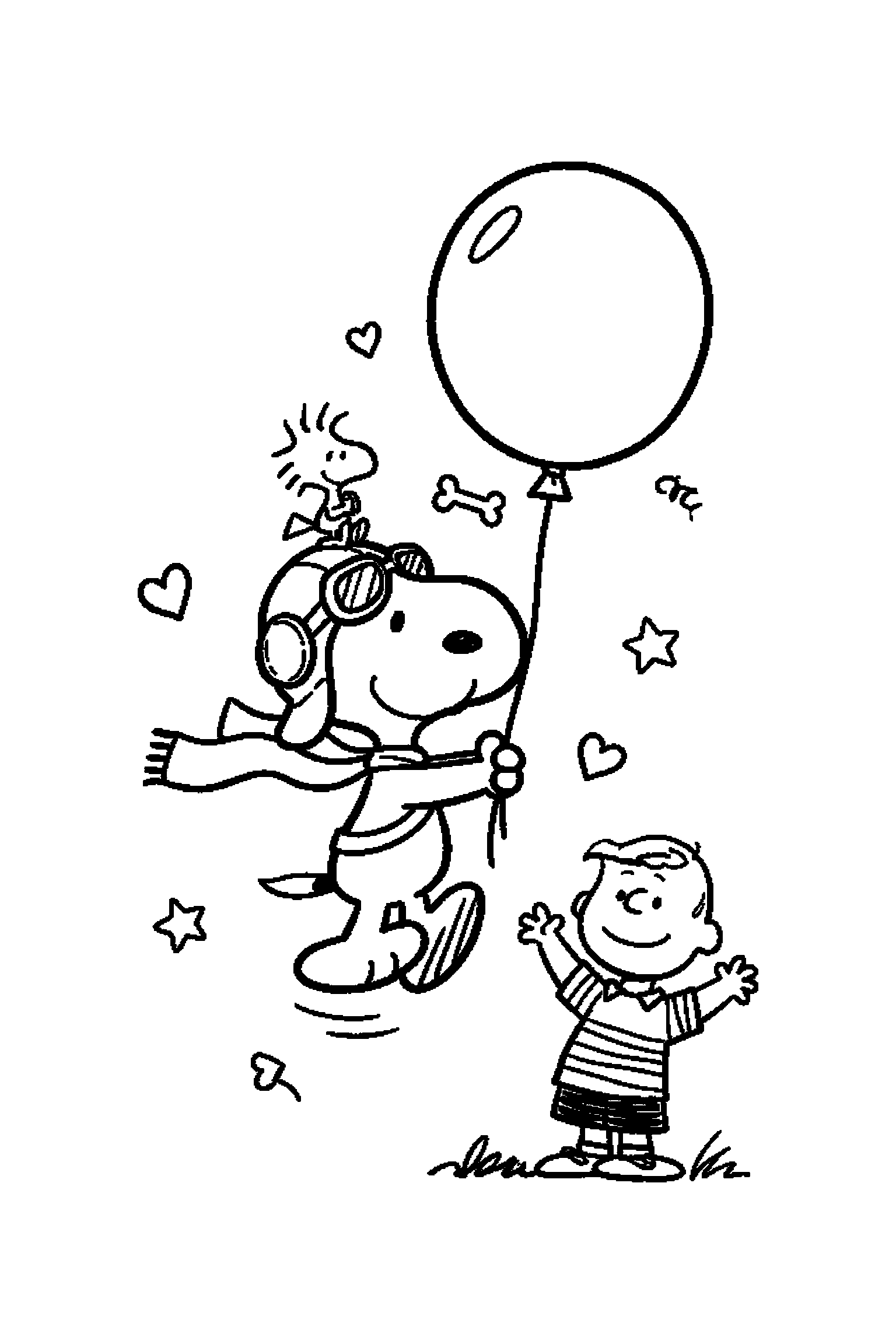 Coloriage Snoopy gratuit à imprimer : Snoopy avec un ballon rond