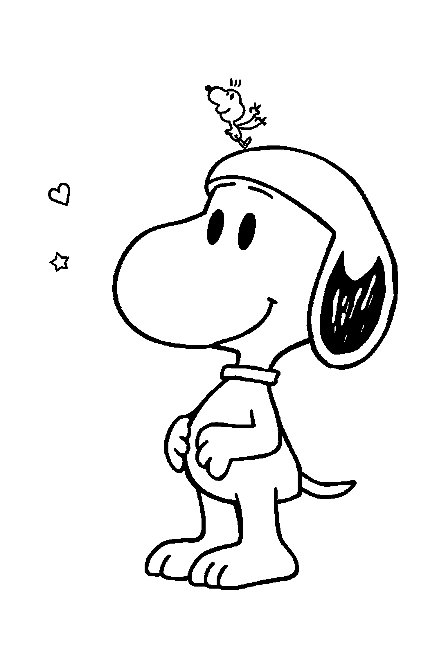 Coloriage Snoopy gratuit à imprimer : Snoopy debout avec une posture simple et lisible