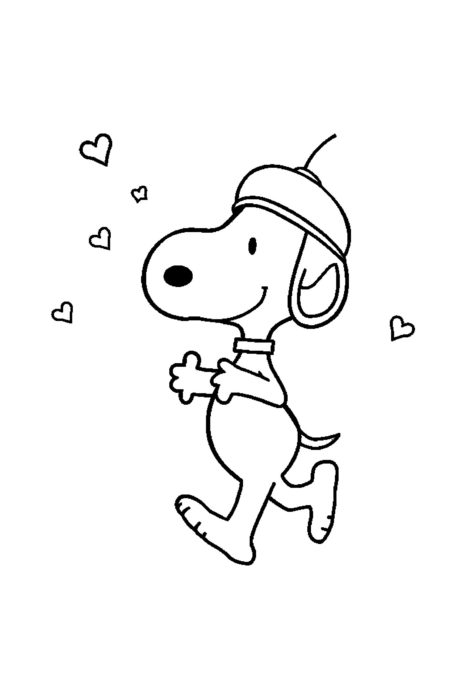Coloriage Snoopy gratuit à imprimer : Snoopy danseur qui marche calmement