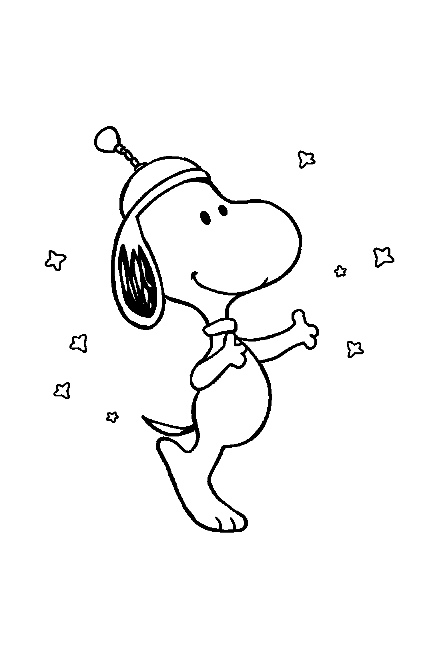 Coloriage Snoopy gratuit à imprimer : Snoopy danseur prêt pour une aventure