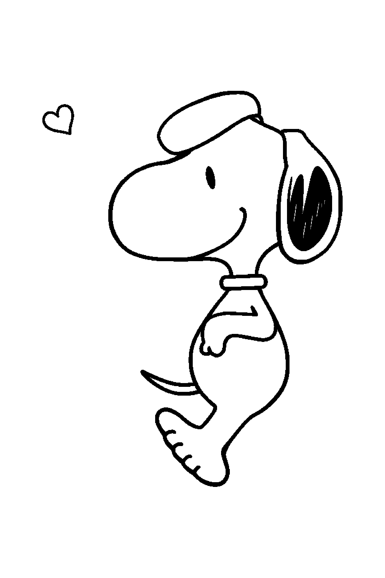 Coloriage Snoopy gratuit à imprimer : Snoopy danseur dans une pose de profil simple