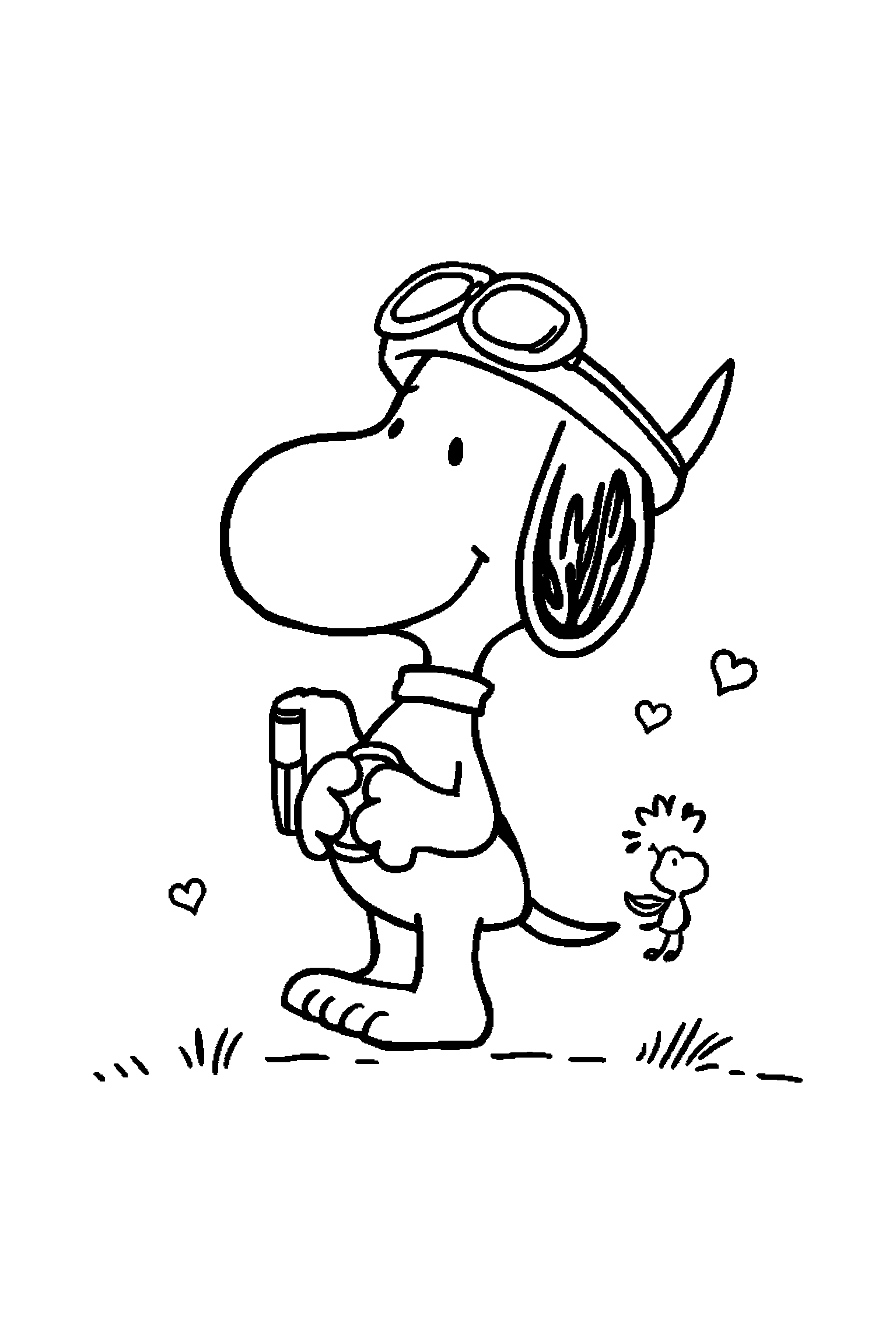 Coloriage Snoopy gratuit à imprimer : Snoopy avec un accessoire facile à colorier