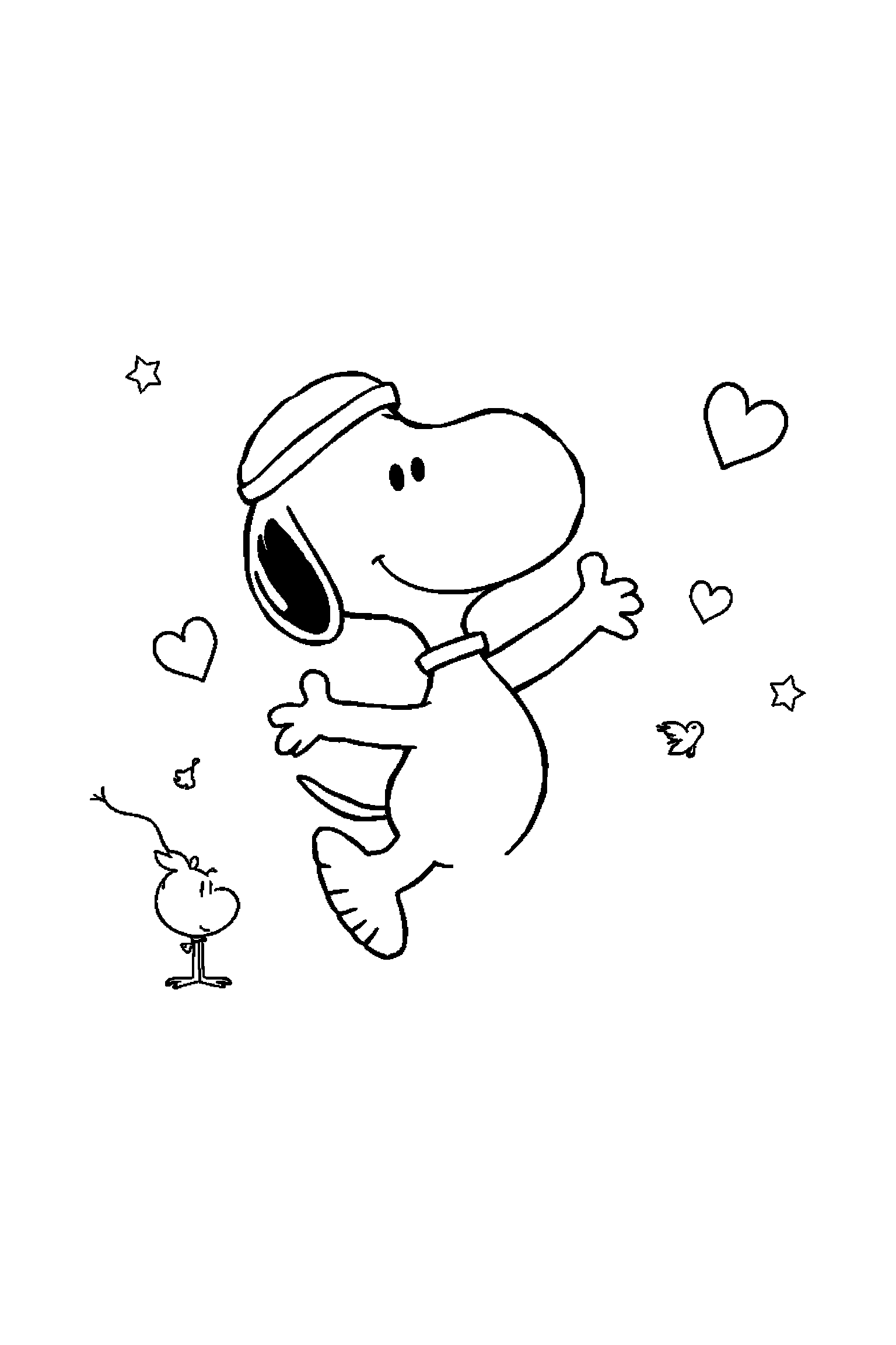 Coloriage Snoopy gratuit à imprimer : Snoopy danseur avec deux accessoires à colorier