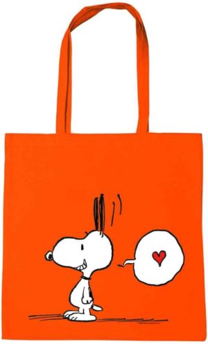 Sac en coton Peanuts Snoopy In Love orange à longues poignées