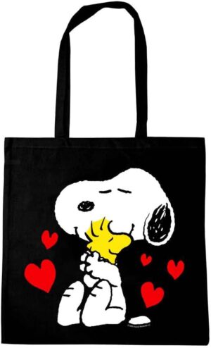 Sac en coton noir Snoopy & Woodstock Peanuts à longues poignées