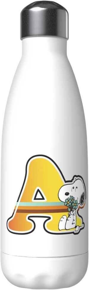 Gourde Snoopy CyP Brands initiale A en acier inoxydable 550 ml blanche
