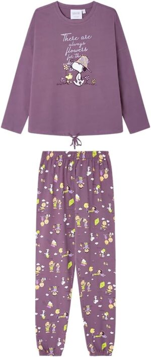 Pyjama long femme Snoopy Nostalgia en 1 % coton