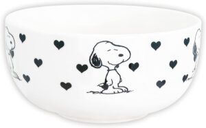 Bol à céréales Peanuts Snoopy à cœurs, blanc en céramique 500 ml