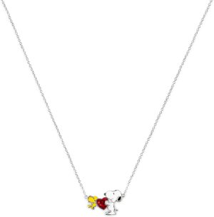 Collier femme Peanuts Snoopy, cœur rouge avec Snoopy et Woodstock