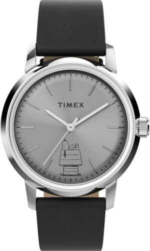 Montre automatique Timex Marlin Snoopy Peanuts en cuir noir