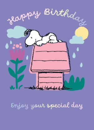 Carte d'anniversaire Snoopy Peanuts avec message Enjoy your special day