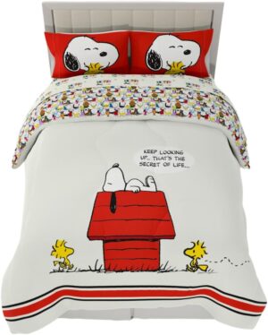 Parure de lit Peanuts Snoopy avec couette réversible, 5 pièces Queen Size