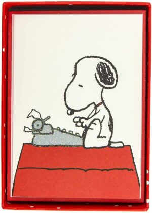 Lot de 16 cartes Snoopy à la machine à écrire Peanuts avec enveloppes assorties et boîte