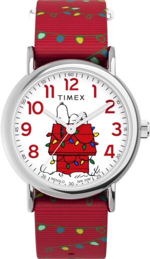 Montre femme Timex Peanuts Snoopy 38 mm, tissu rouge TW2W80800