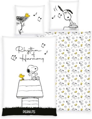 Parure de lit Peanuts Snoopy Woodstock Rhythm of Harmony en 100 % coton