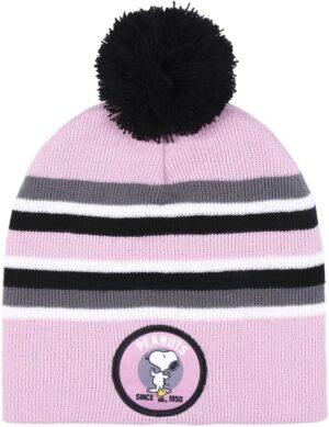 Bonnet à pompon Snoopy Peanuts multicolore pour fille, taille 52 - 54 cm
