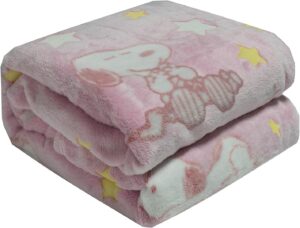 Plaid Snoopy Peanuts rose en microfibre, 130 x 150 cm