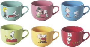 Lot de 6 tasses jumbo Peanuts Snoopy en céramique 400 ml