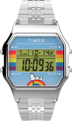 Montre digitale Timex Peanuts Snoopy en acier inoxydable argent