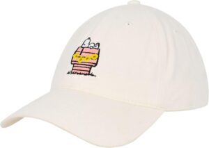 Casquette kaki Snoopy Peanuts à visière courbée, taille unique