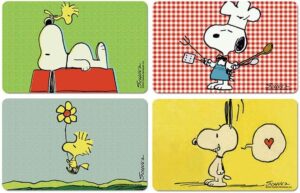 Planche petit-déjeuner Peanuts Snoopy & Woodstock en formica, lot de 4