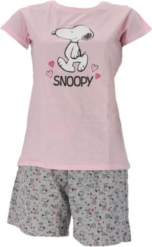 Pyjama d'été Snoopy Peanuts pour femme, manches courtes, rose, taille L