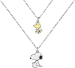 Collier femme Peanuts Snoopy & Woodstock lot de 2 argenté