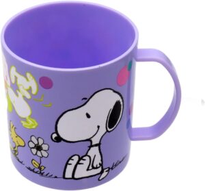 Tasse de petit-déjeuner Snoopy violette en plastique 340 ml