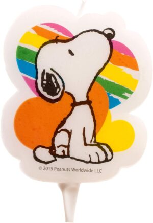 Bougie Snoopy blanche en cire 3 x 3 x 8, Dekora 346129