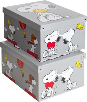Boîtes de rangement Snoopy en carton avec couvercle, lot de 2, 39 x 50 x 24 cm