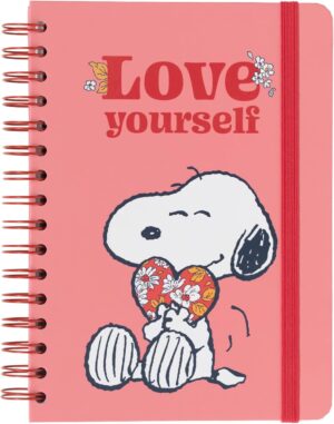 Carnet ligné A5 Snoopy Love Yourself à spirale
