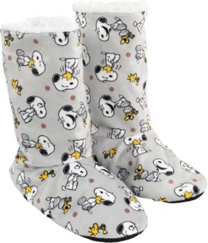 Chaussons gris Snoopy The Peanuts pour femme avec doublure Sherpa