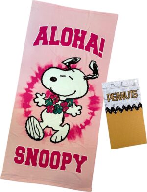 Serviette enfant Peanuts Snoopy style hawaïen 70 x 140 cm