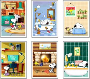 Snoopy, lot de 6 affiches murales décoratives sans cadre