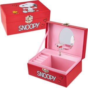 Boîte à bijoux musicale rouge Peanuts avec Snoopy