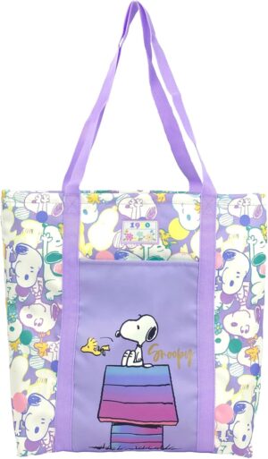 Sac tote Snoopy violet avec poche 1950