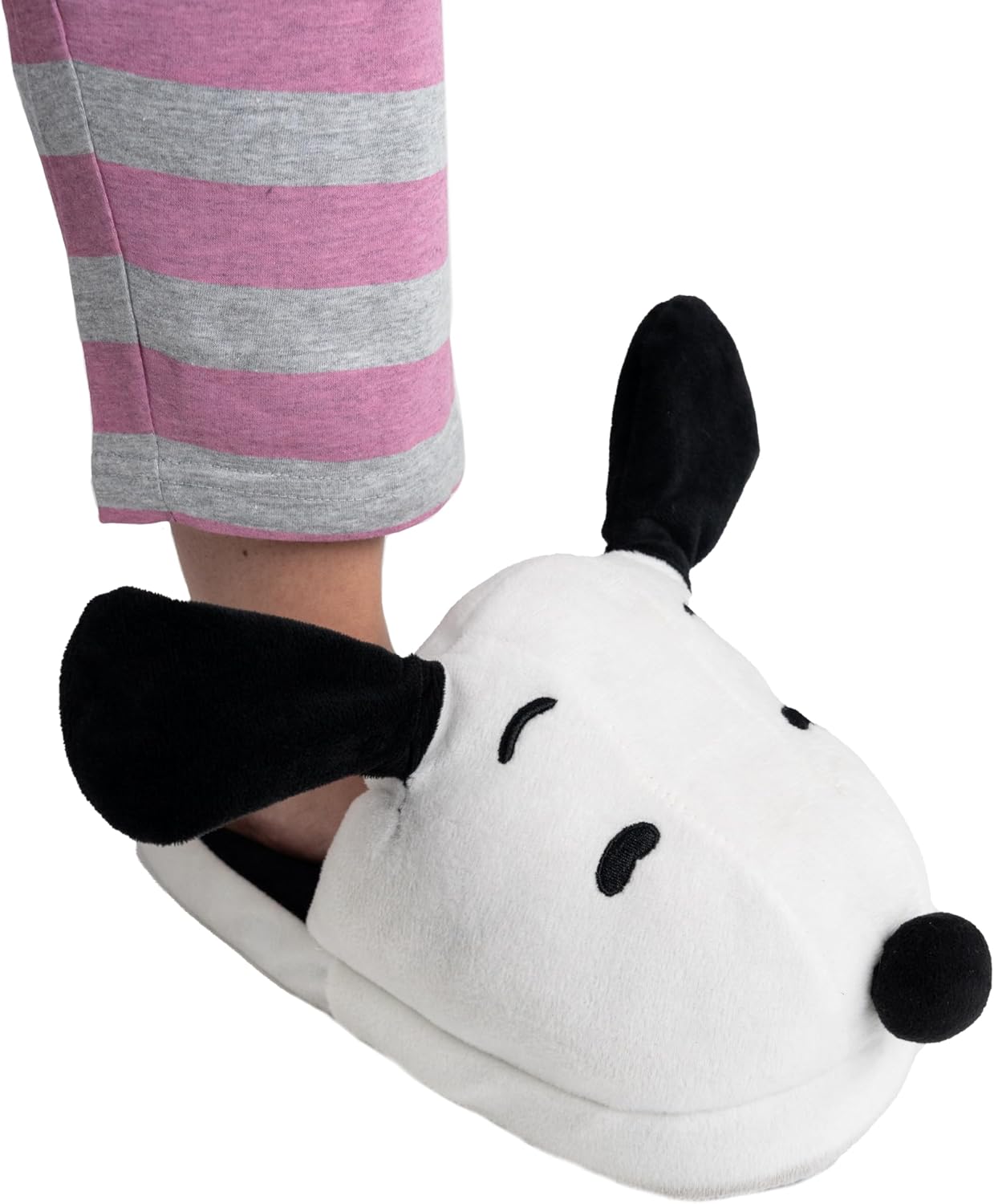 Pantoufles 3D Snoopy The Peanuts à oreilles branlantes blanc noir – Image 3