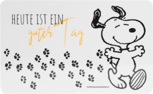 Planche à déjeuner Snoopy Peanuts en Resopal avec inscription Aujourd'hui est un bon jour !