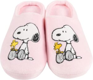 Pantoufles rose The Peanuts Snoopy et Woodstock pour femme
