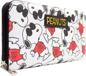 Porte-monnaie porte-cartes Peanuts Snoopy Joe Cool et Charlie Brown blanc