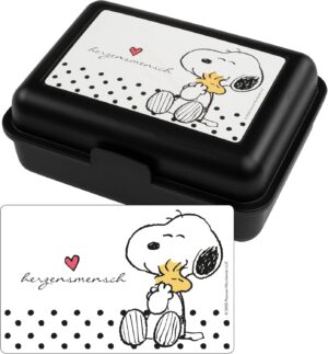 Boîte à goûter Peanuts Snoopy noire avec séparateur