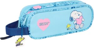 Trousse double Safta Snoopy Love bleu clair 21 x 6 x 8 cm