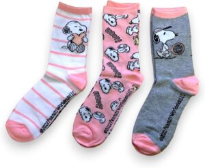 Lot de 3 paires de chaussettes femme PEANUTS Snoopy rose, blanc, gris 36-40