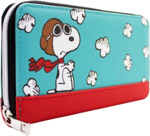 Pochette portefeuille Peanuts Snoopy bleu avec porte-cartes et poche à monnaie