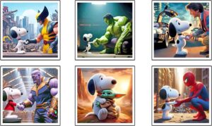Lot de 6 affiches murales A4 Snoopy pour salon et chambre