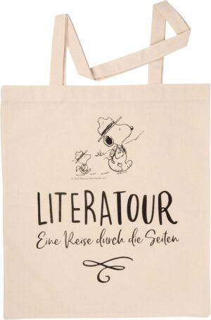 Sac tote Peanuts Snoopy Literatour en coton beige naturel
