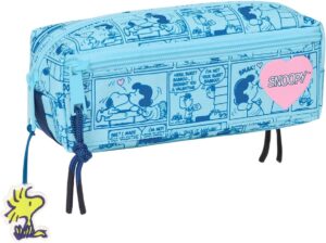 Trousse triple Safta Snoopy Love bleu clair 22 x 6 x 8,5 cm