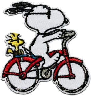 Écusson thermocollant vélo Snoopy Peanuts 7,8 x 7,4 cm