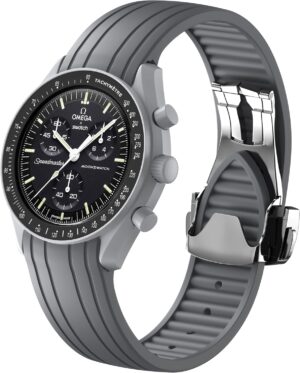 Bracelet gris incurvé 20 mm pour Omega x Swatch MoonSwatch Snoopy avec boucle pliable mate