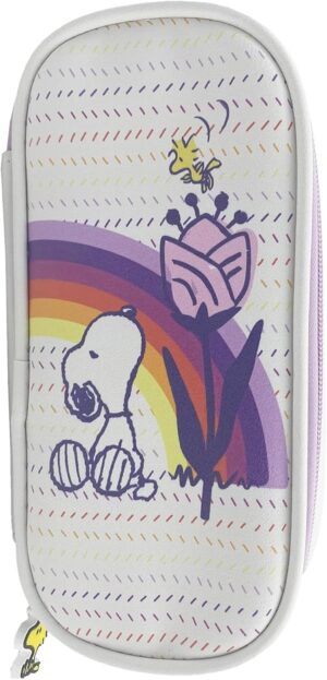 Trousse Snoopy beige polyvalente pour crayons et maquillage